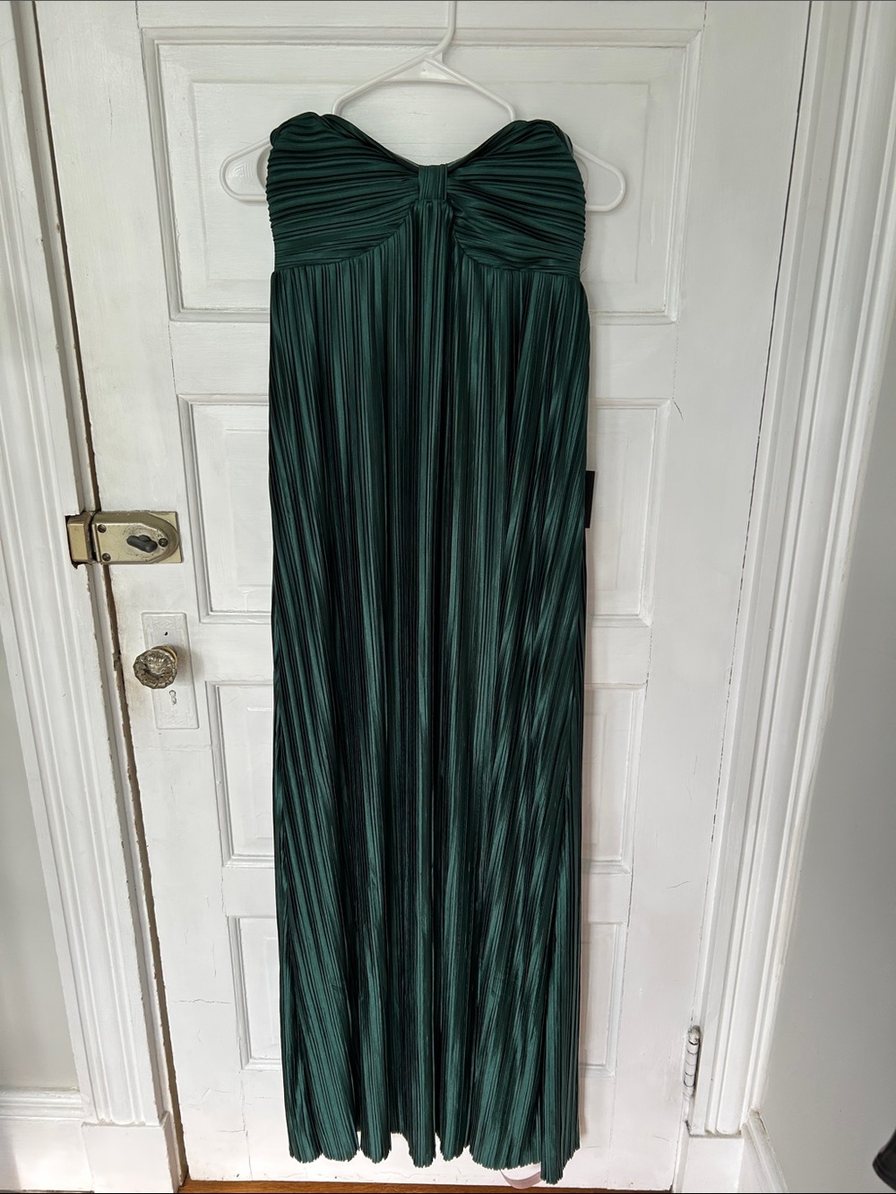 Lulu's Strapless Pleated Maxi Dress in Jade Green